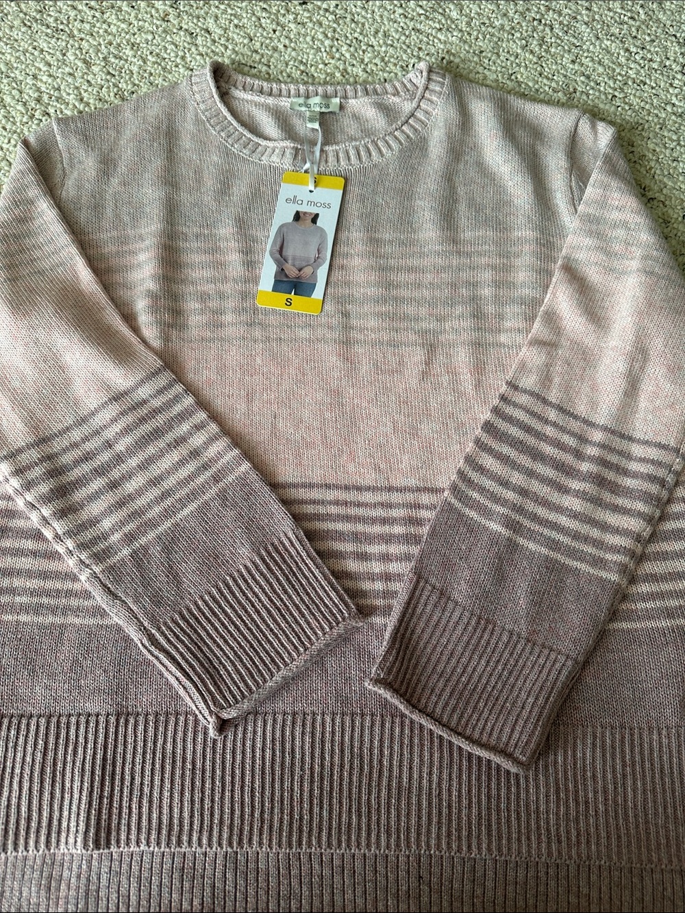 Ella Moss Pink Ombre Stripe Crewneck Sweater